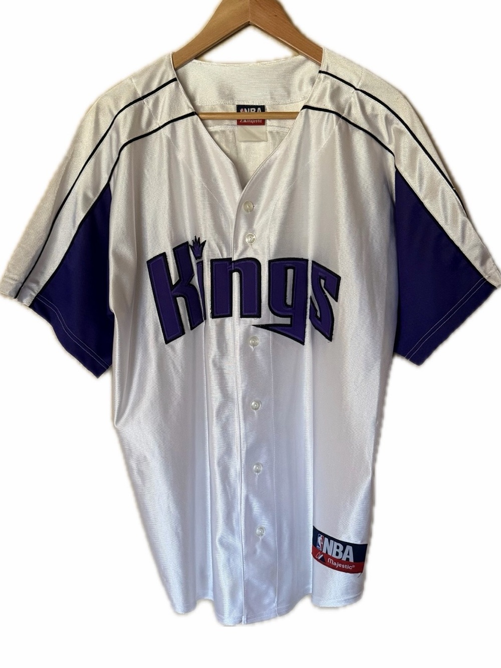 Sacramento Kings White & Purple Button-Up Jersey - NBA Majestic